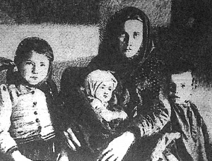 Egy magyar kivándorló család: anya és három gyermeke